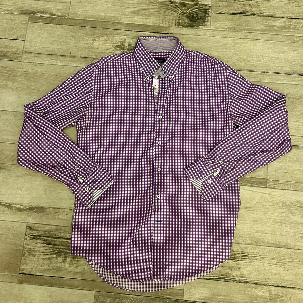 Zara Man Slim Fit Button-Up Shirt Size L (Measured) Classic Dress Casual